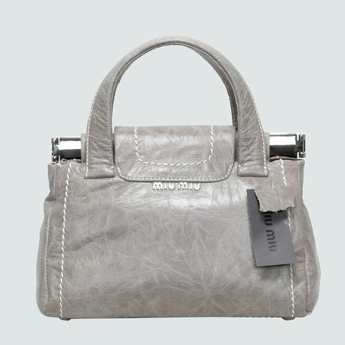 90280 Miu Miu in pelle lucida Tote Borse Flap 90280 Grigio